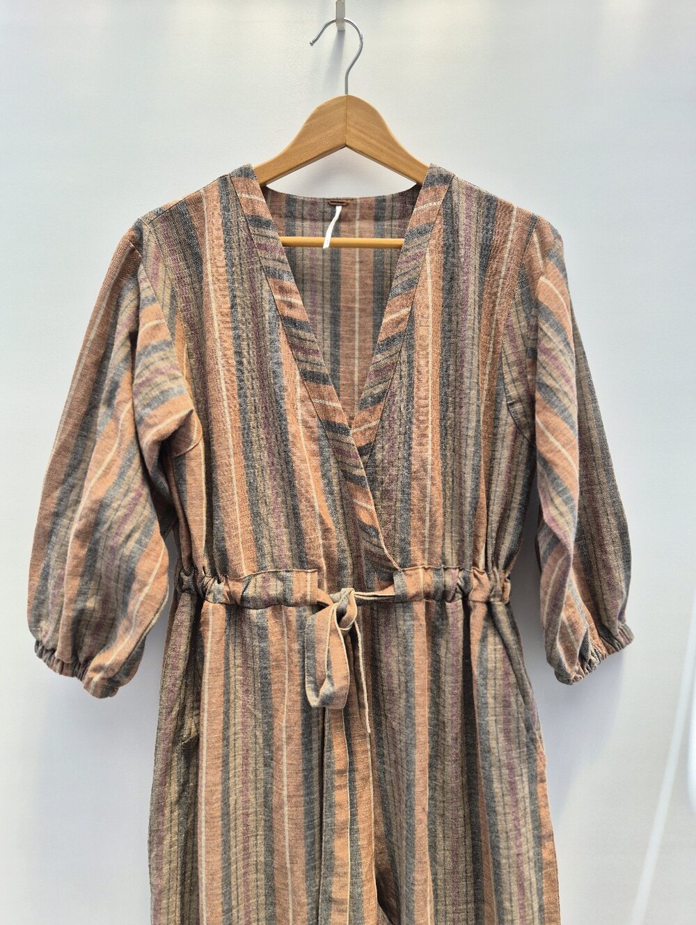 Free People Loveland Metallic Striped Jumpsuit M Excellent Whimsigoth 70s Boho - Picture 6 of 16